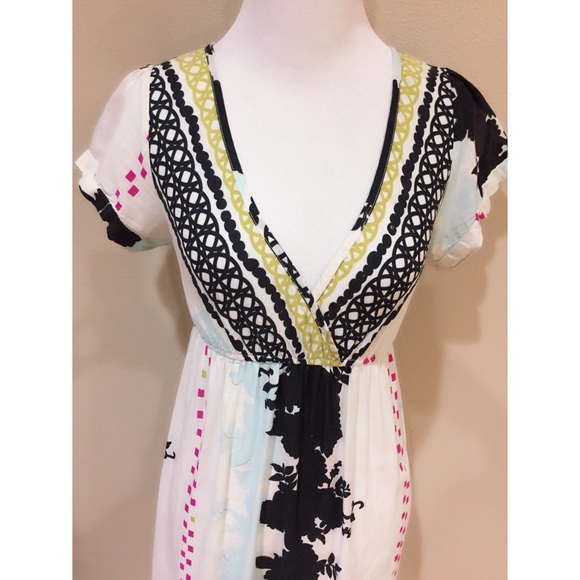 Rare Yag Couture Boho V-Neck Cotton Printed Dress - Picture 2 of 4